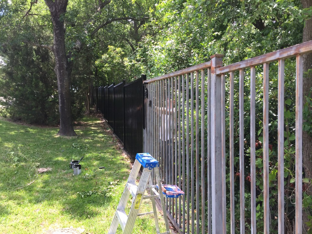 Iron fence painting with Sherwin Williams industrial enamel