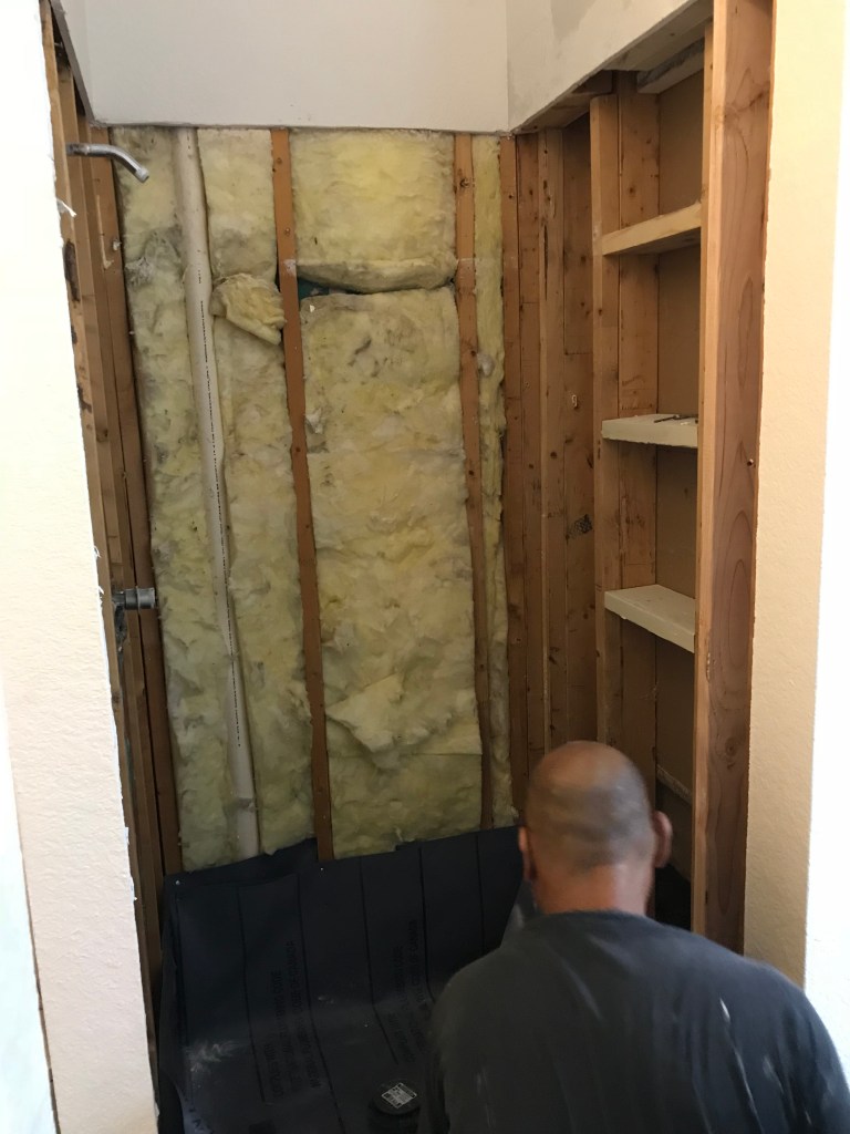 Removed all the old drywall and ceramic tile