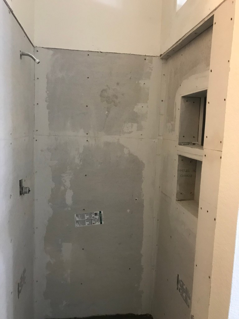 Added a couple of shower niches for shampoos bottles in our shower rebuild