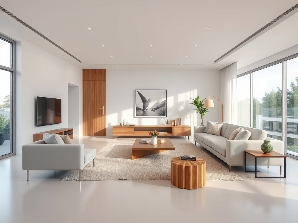 A modern living room with a modern paint scheme